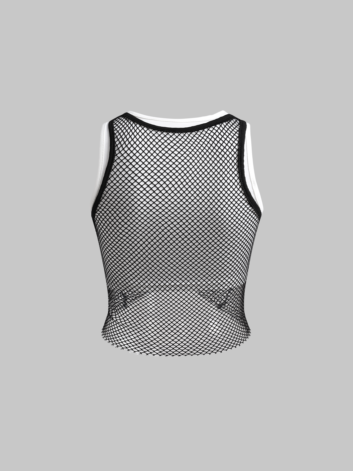 Street Black-white Double layer Fish net Top Tank Top & Cami