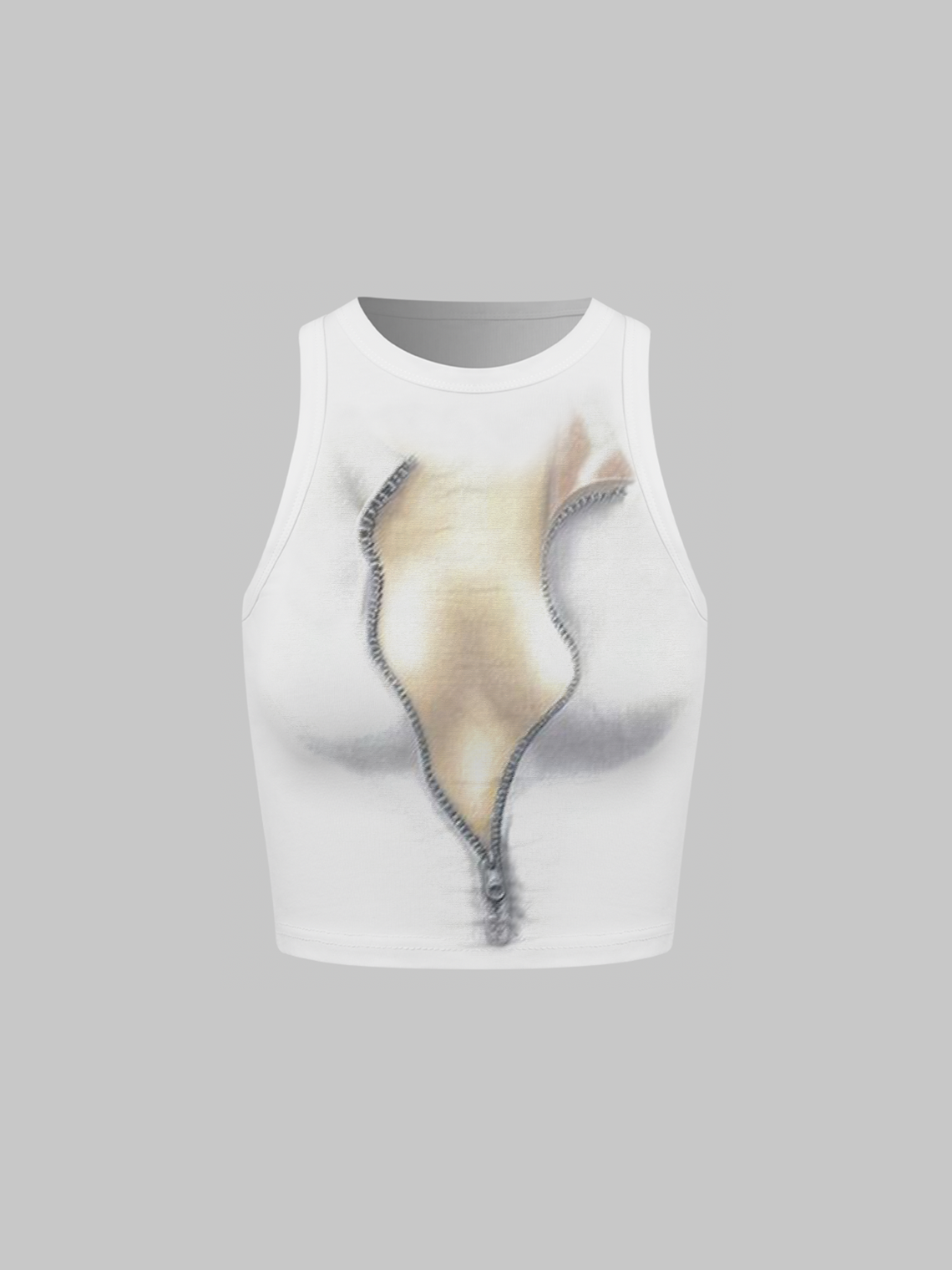 Crew Neck Abstract Human Body Tank Top