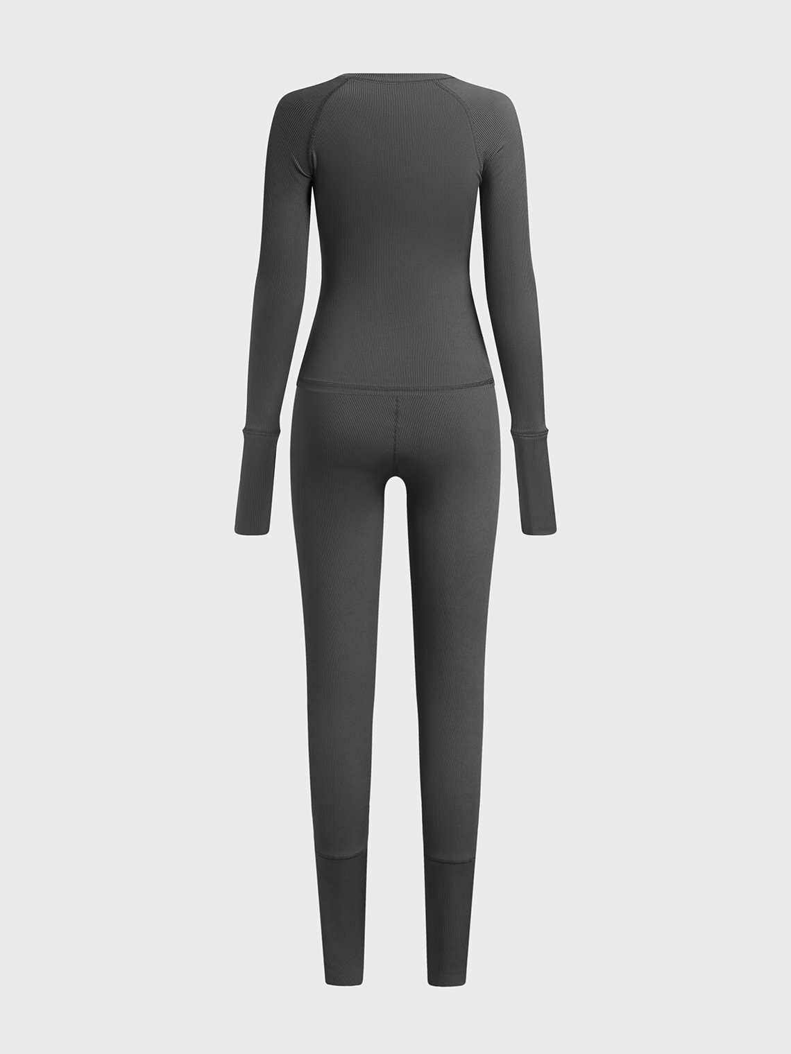 Activewear Long Sleeve Plain Top With Pants Two-Piece Set