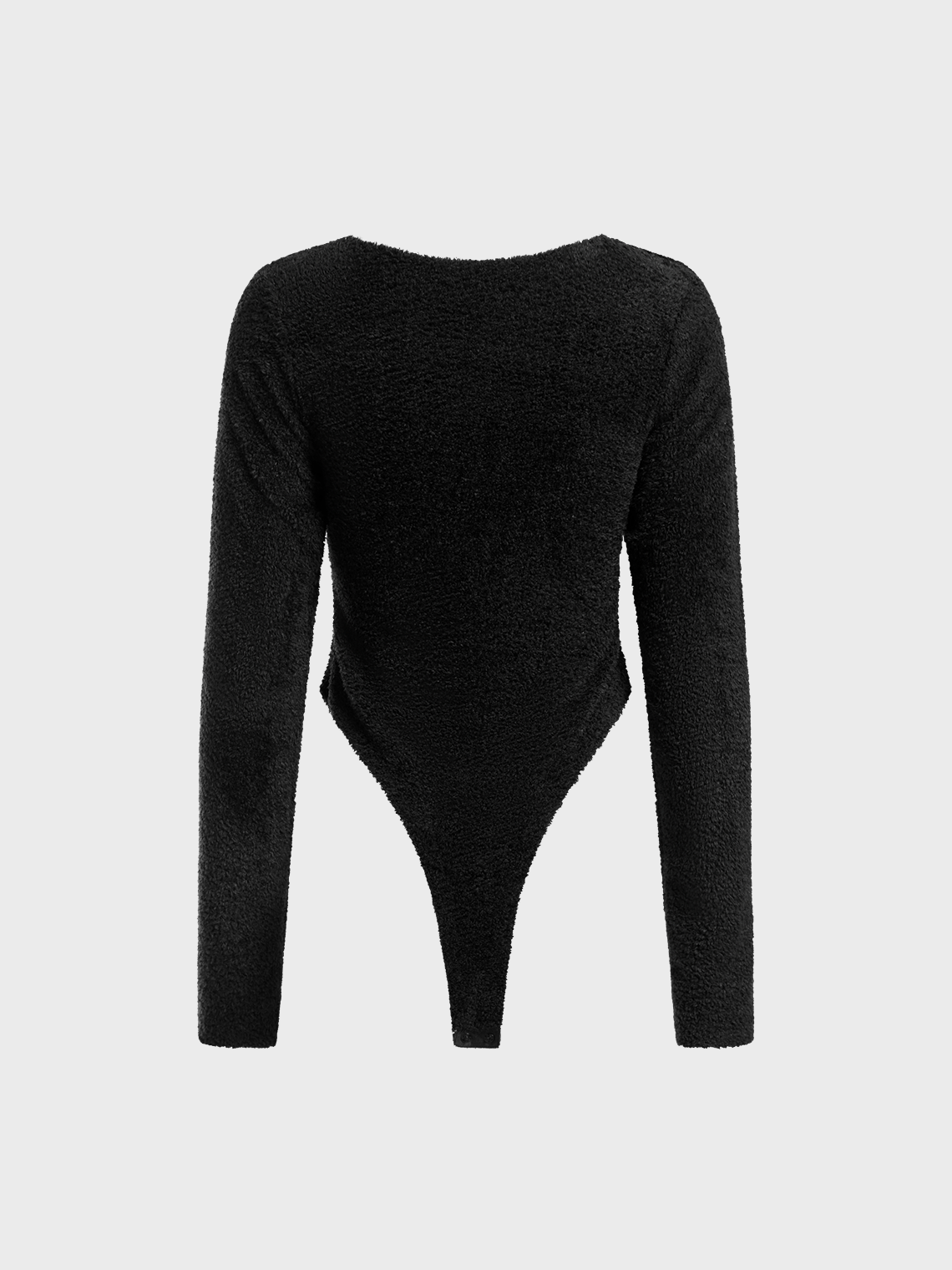 Cut Out Square Neck Plain Long Sleeve Bodysuit