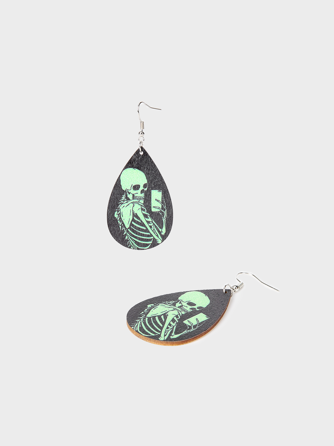 Wooden Skull Earrings