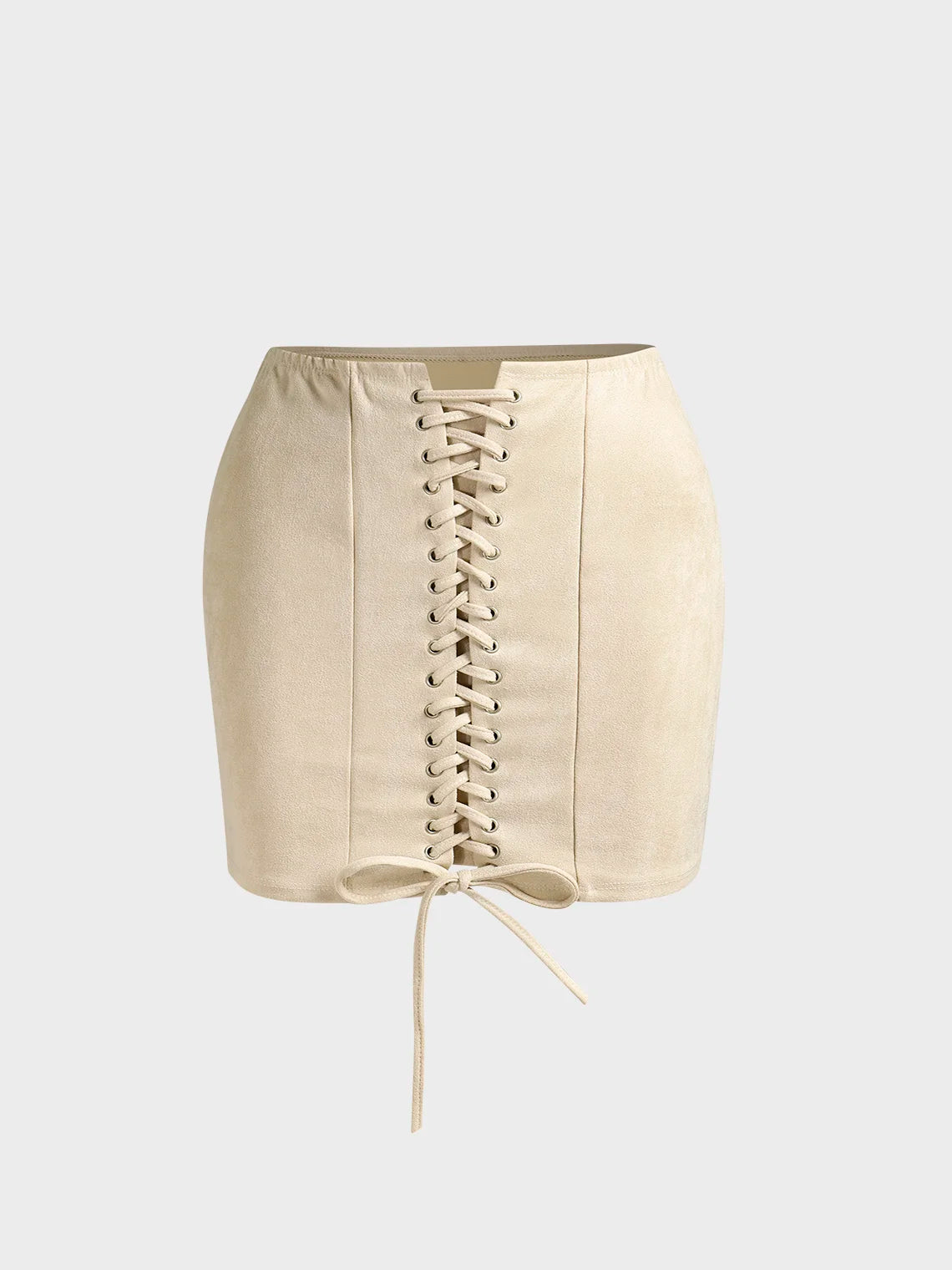 Lace Up Plain Short Skirt