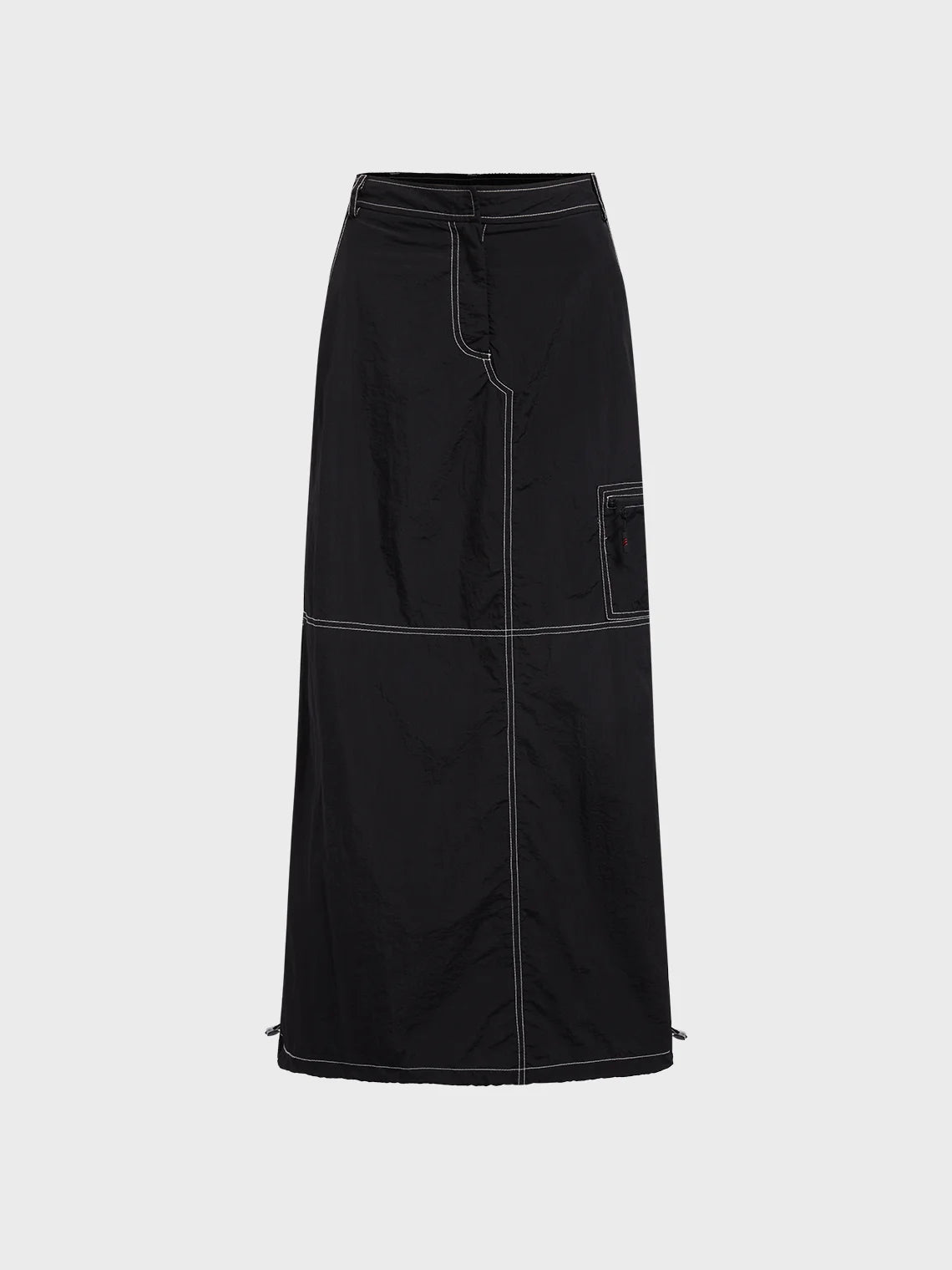 Nylon Plain Cargo Maxi Skirt