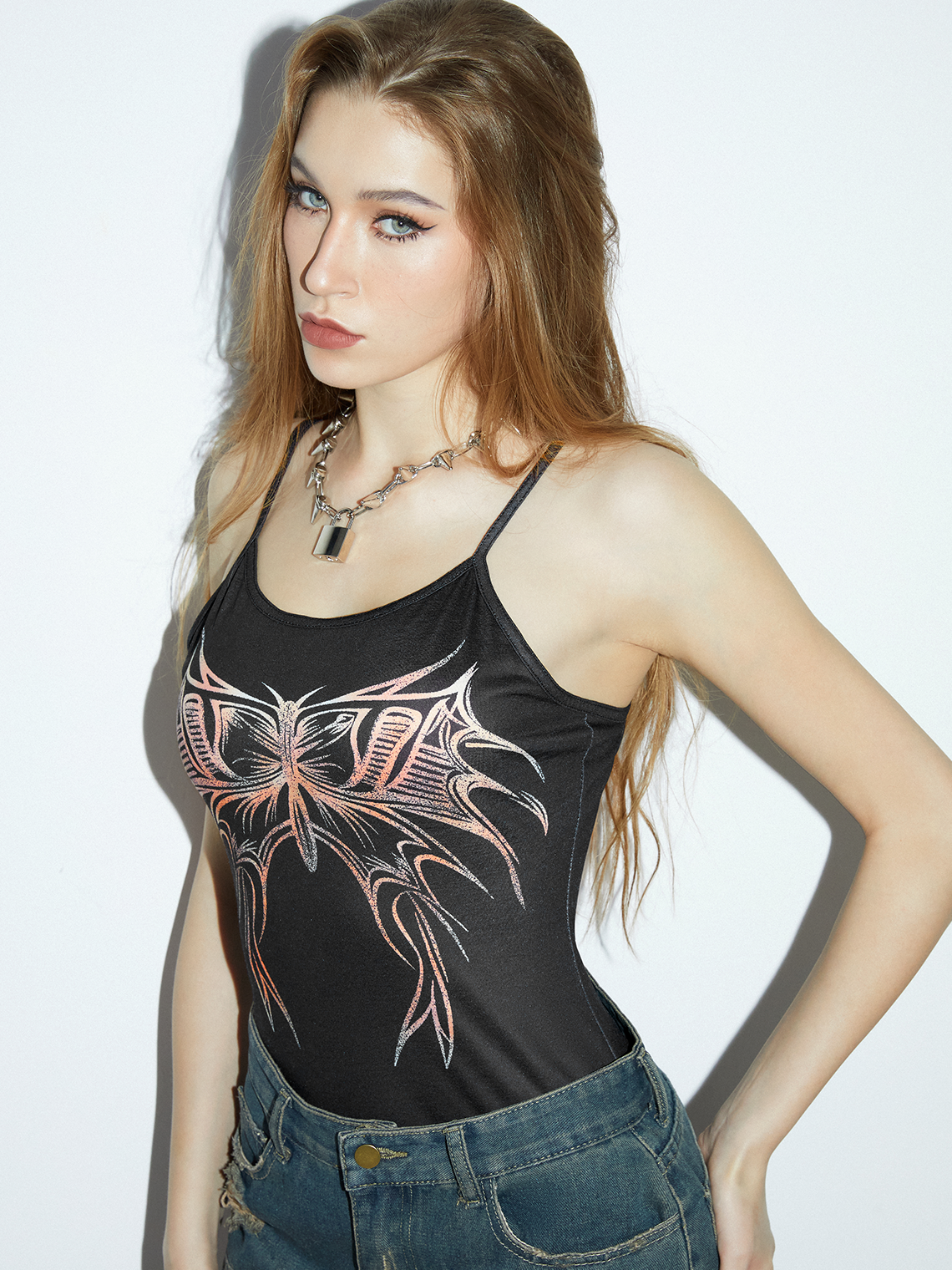 Y2K Black Butterfly Painting Top Tank Top & Cami