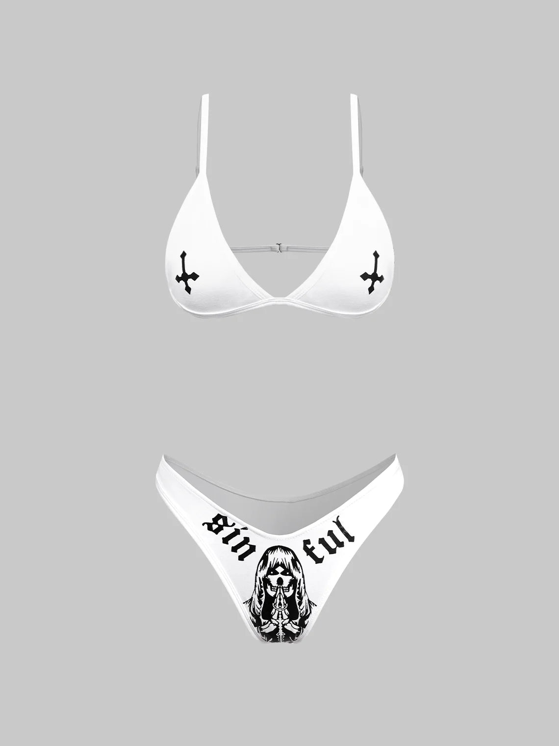 Text Letters Cross Bikini Set