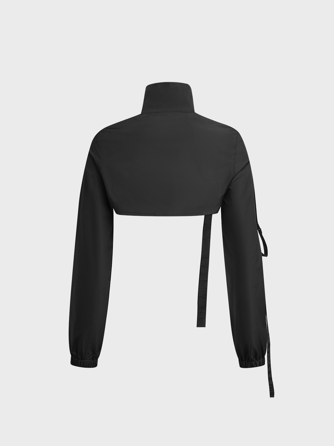 Cotton Asymmetrical Shawl Collar Plain Long Sleeve Crop Jacket