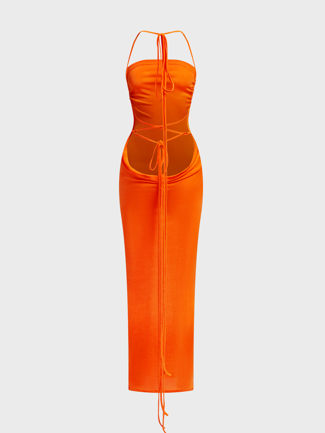 Y2k Orange Backless Dress Midi Dress