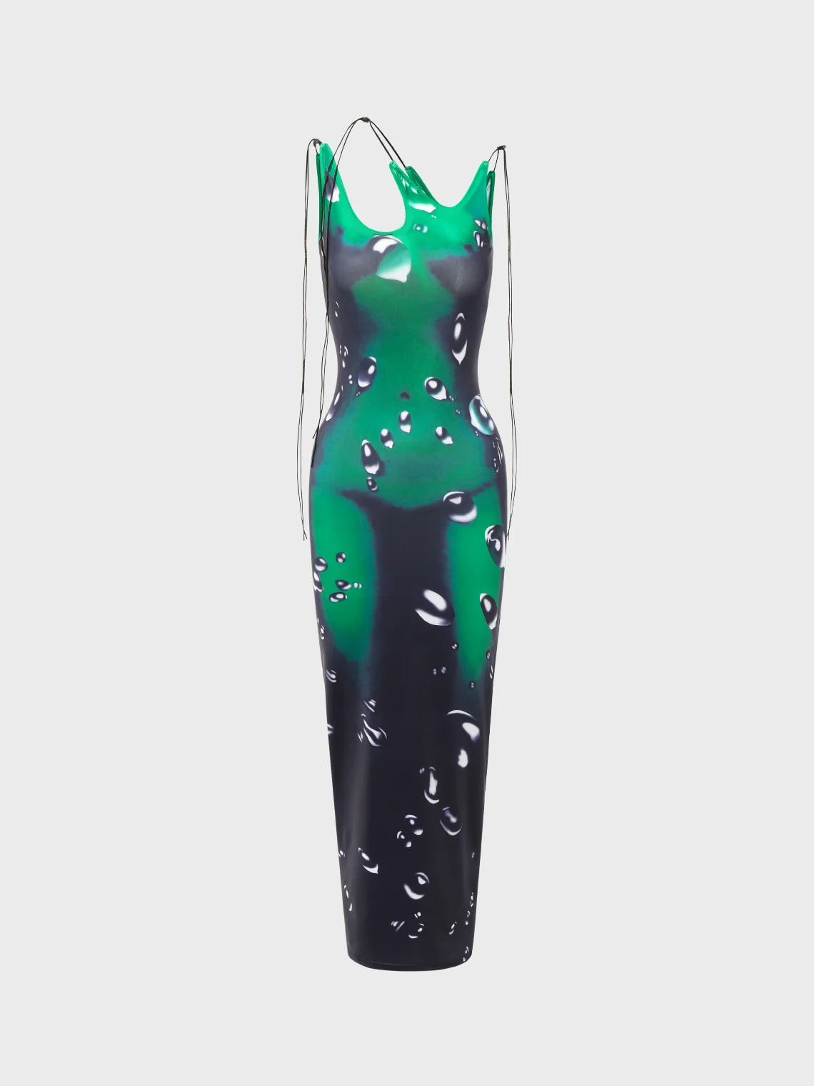 Edgy Green Body Print Body Party Dress Midi Dress