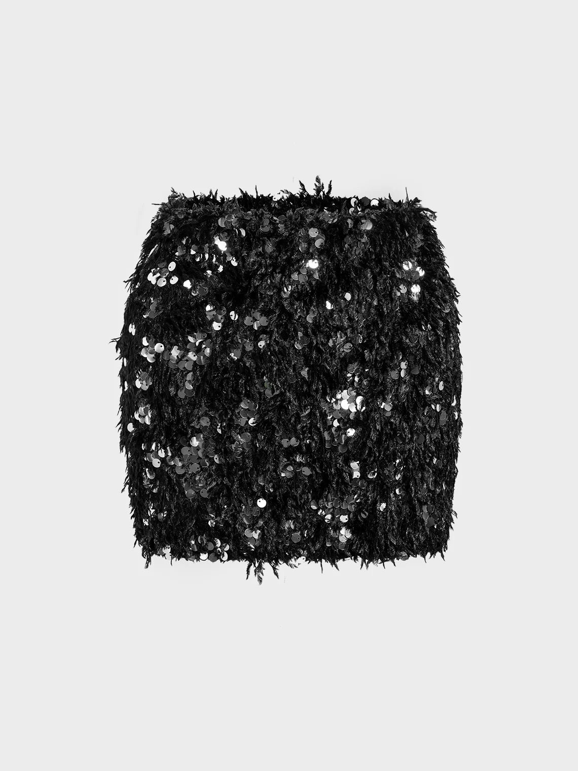 Sequined Plain Short Skirt