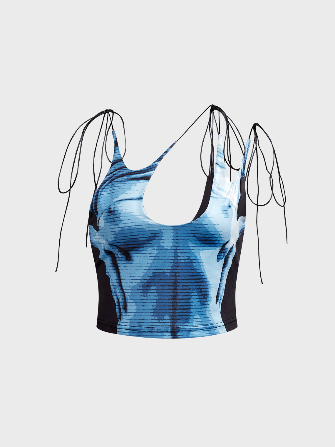 Asymmetrical Spaghetti Human Body Crop Top