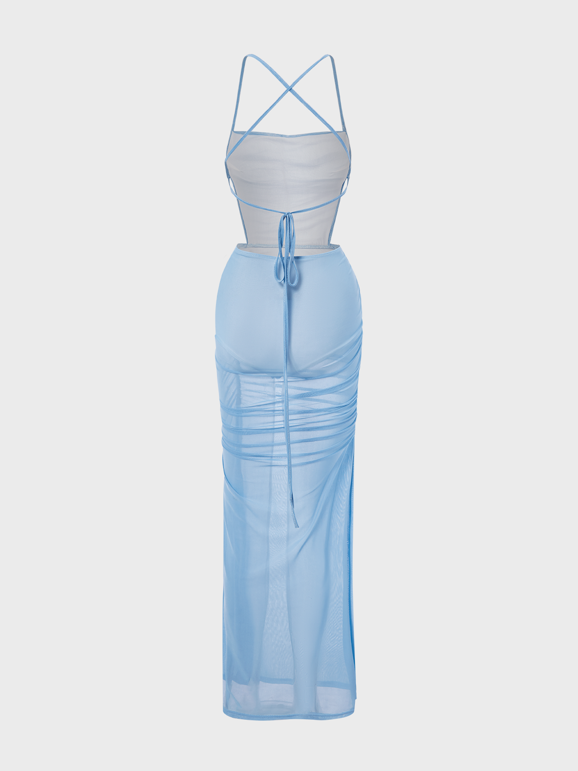 Y2k Blue Mesh Double layer Dress Midi Dress