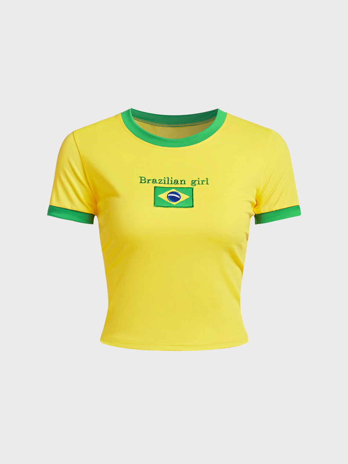 Brasil Crew Neck Color Block Short Sleeve T-Shirt