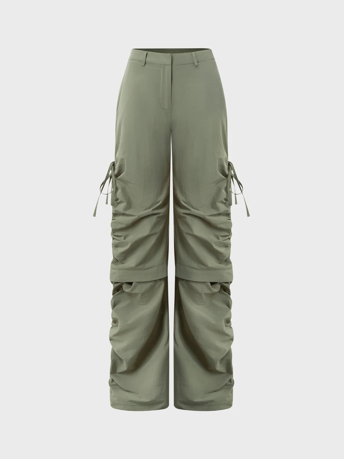 Street Taupe Wrinkled Cargo Bottom Pants