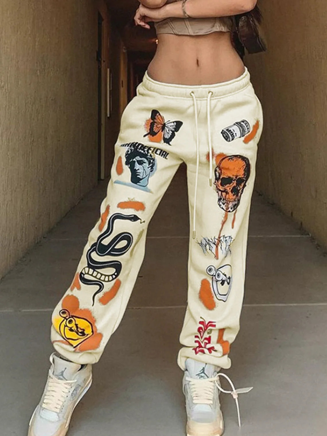 Skull Ankle Banded Pants