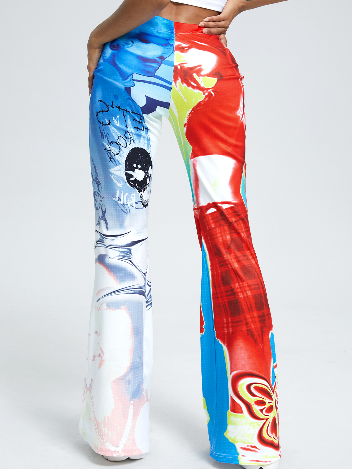 Edgy Multicolor Figure print Color block Bottom Pants