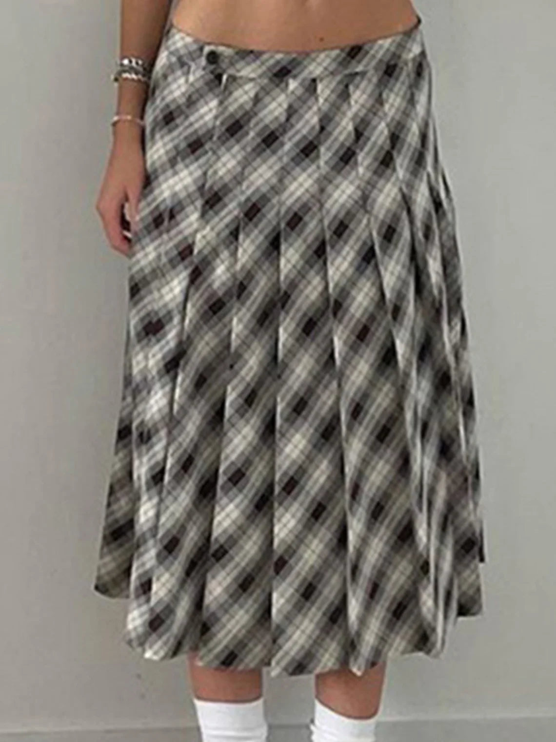 Plaid Pleated Maxi Skirt