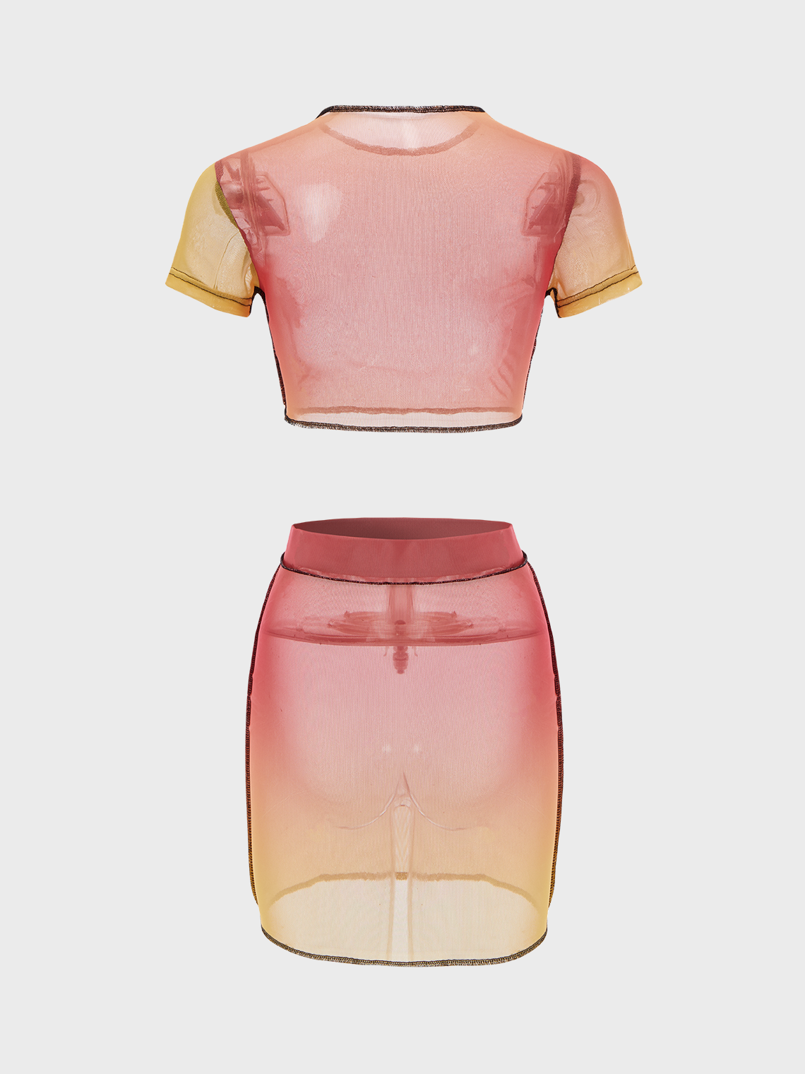 Edgy Multicolor Ombre Mesh Two-Piece Set