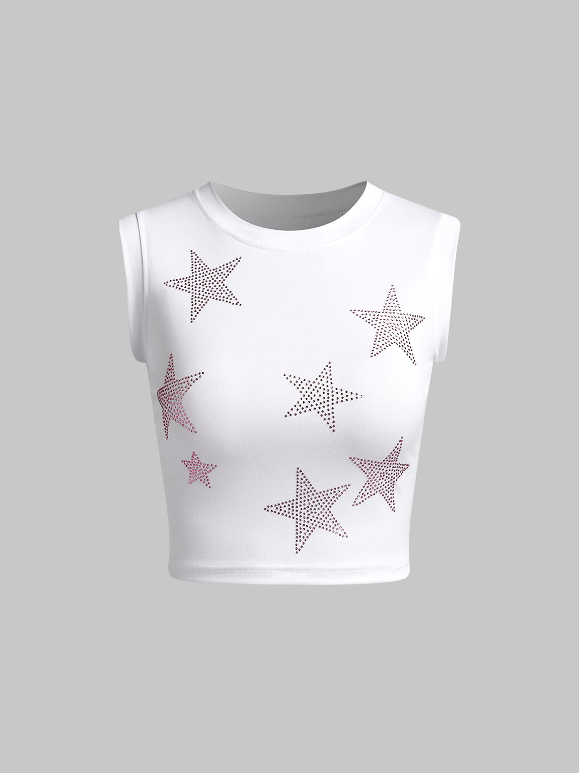 Star Rhinestones Crew Neck Star Tank Top