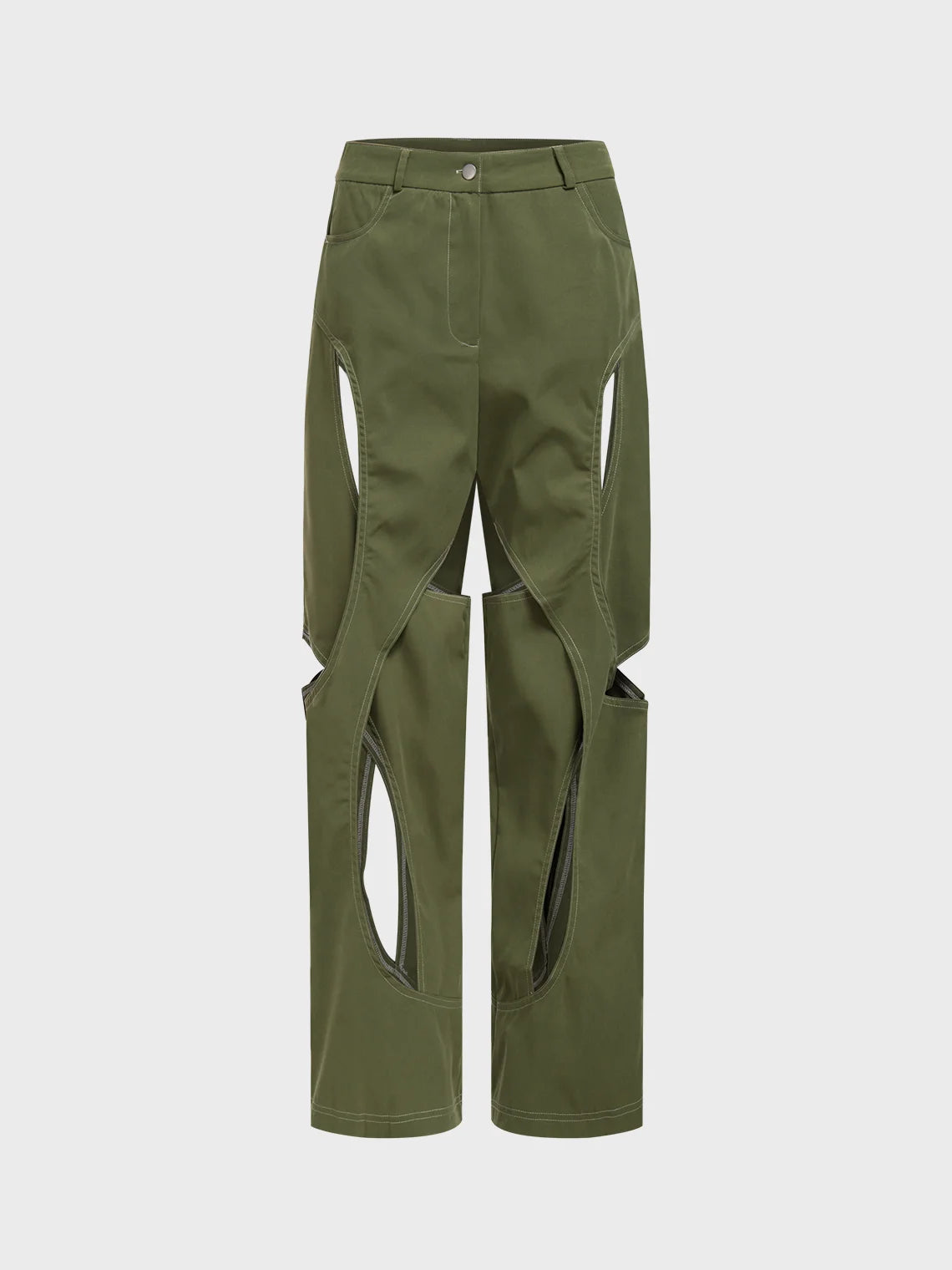 Cut Out Plain Straight Pant