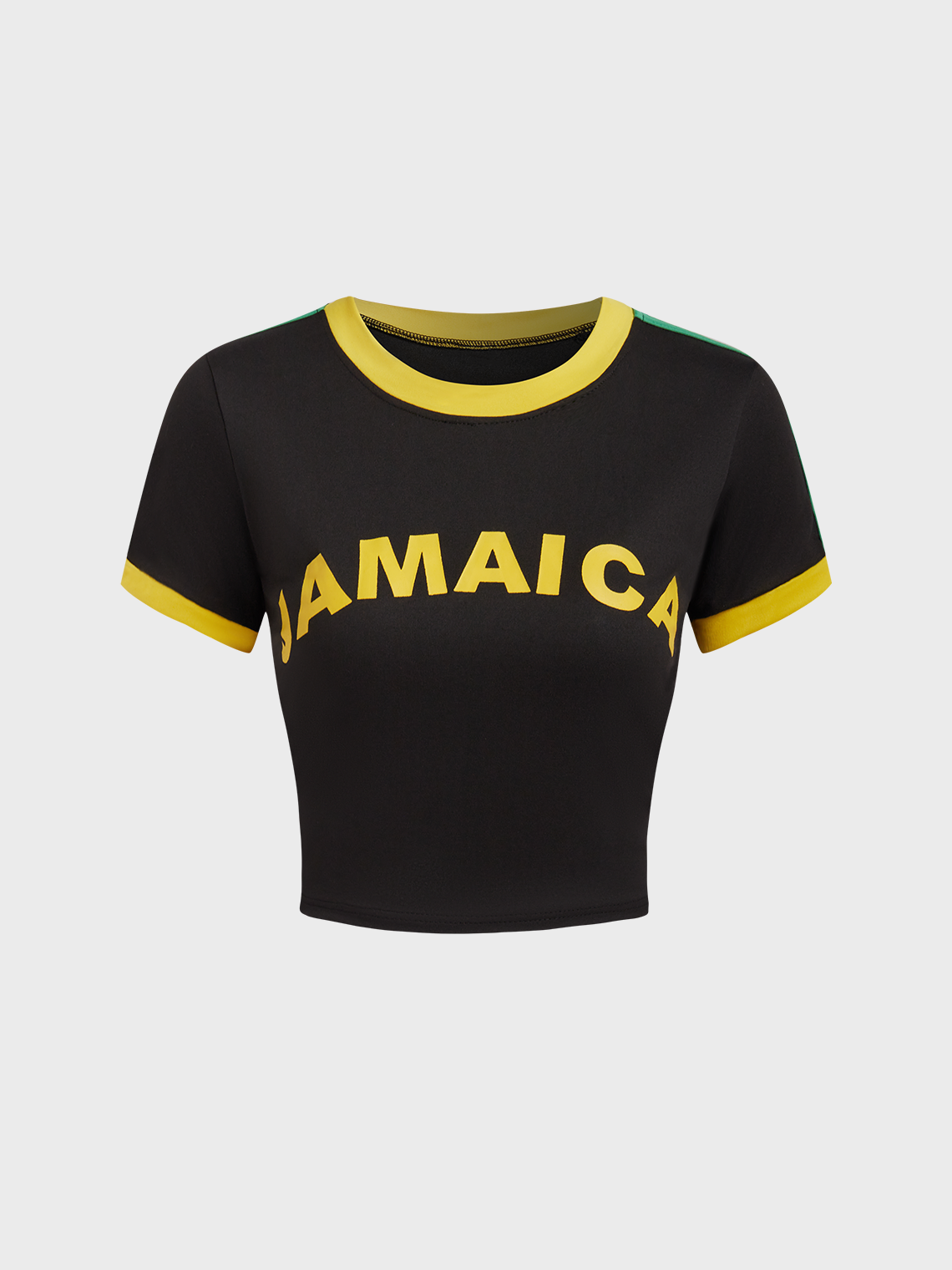 Jersey Jamaica Crew Neck Color Block Short Sleeve T-Shirt