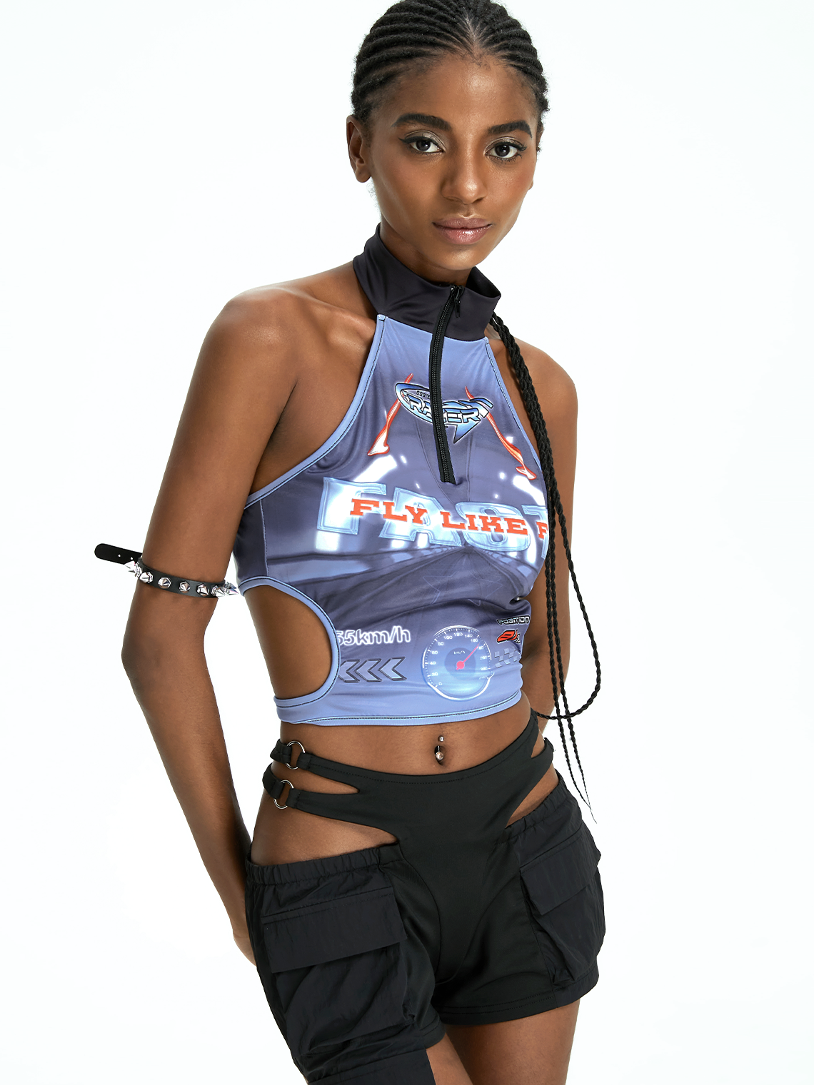 Street Blue Racing print Cyberpunk Top Tank Top & Cami