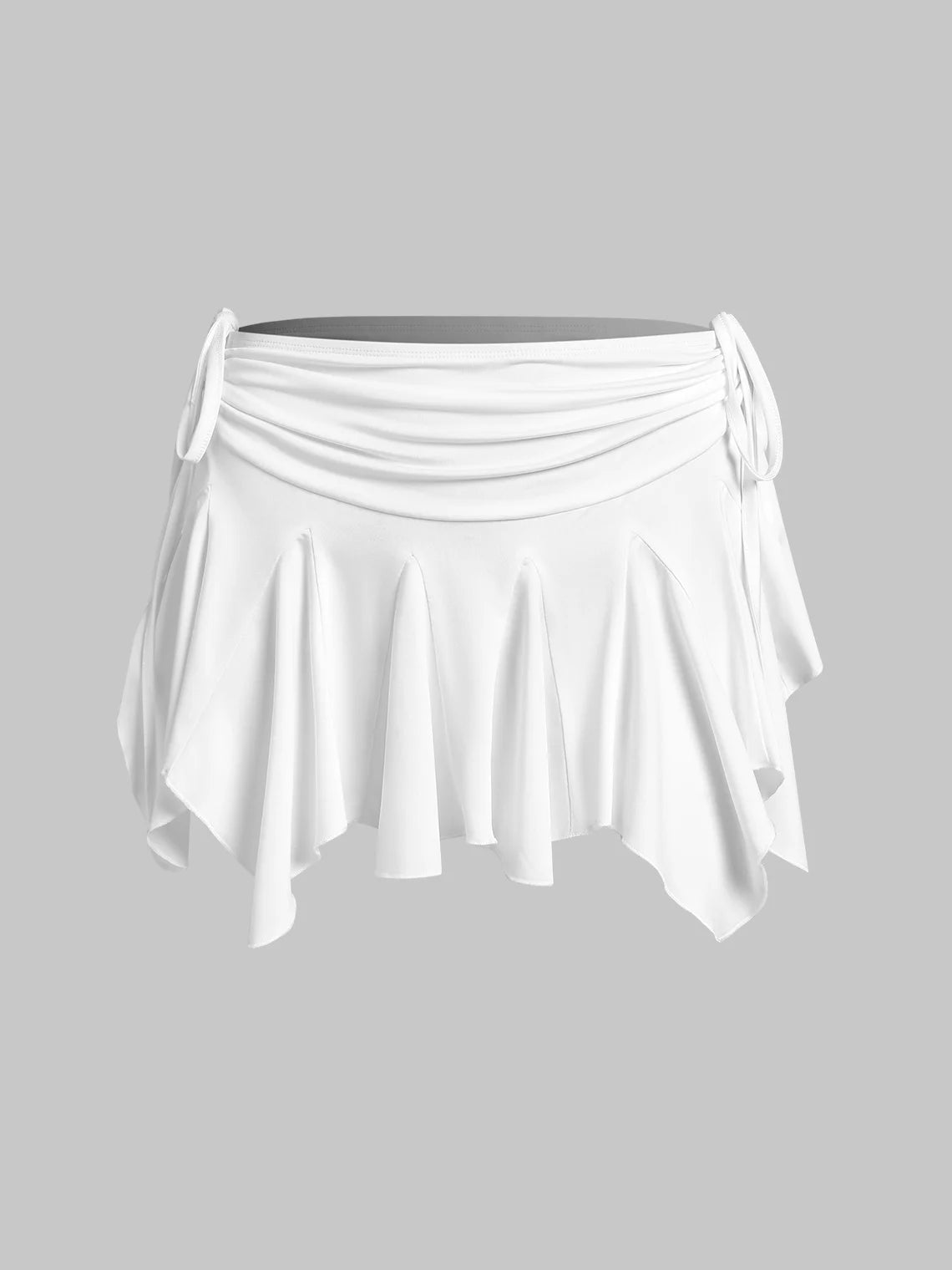 Y2k Balletcore White Pleated Asymmetrical design Wrinkled Bottom Skirt