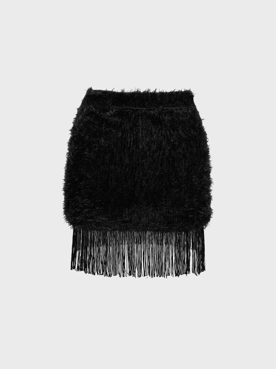 Y2k Black Knit Fringe Cross Bottom Skirt