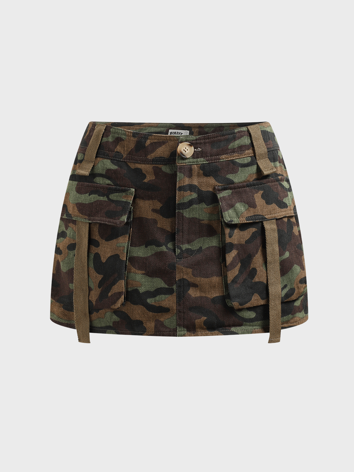 Twill Cargo Patchwork Camo Top With Skirt Two-Piece Set