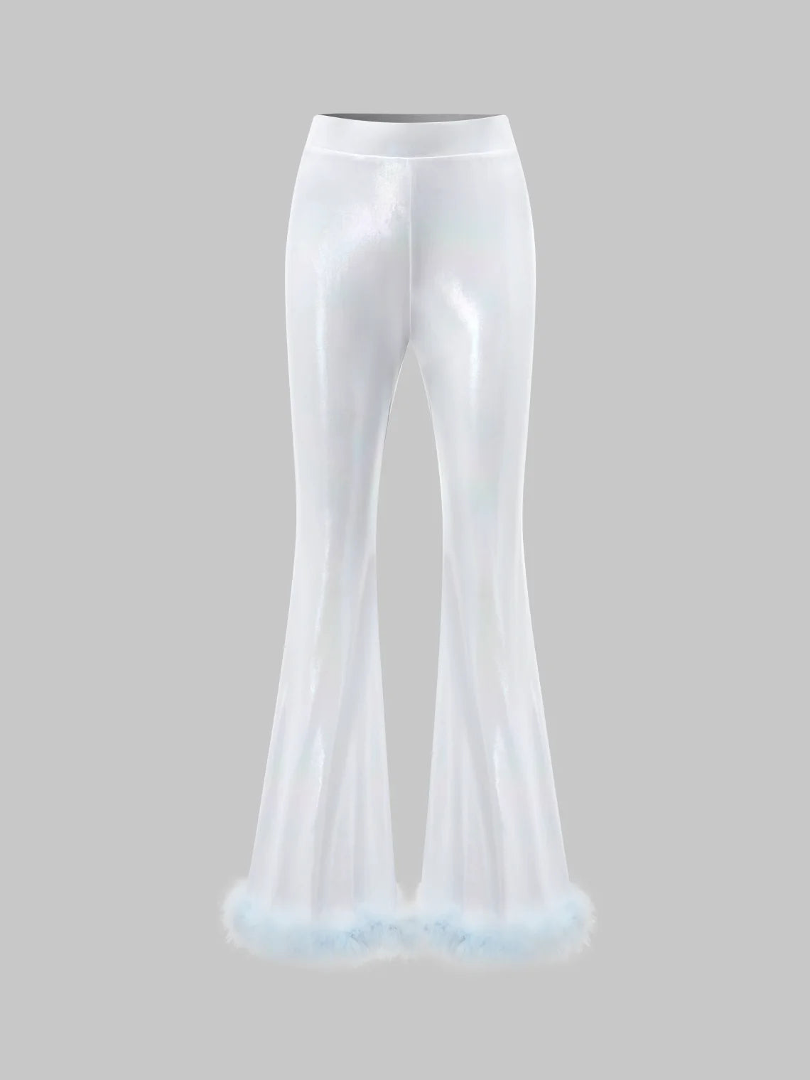 Y2K White Glitter Sherpa Bottom Pants