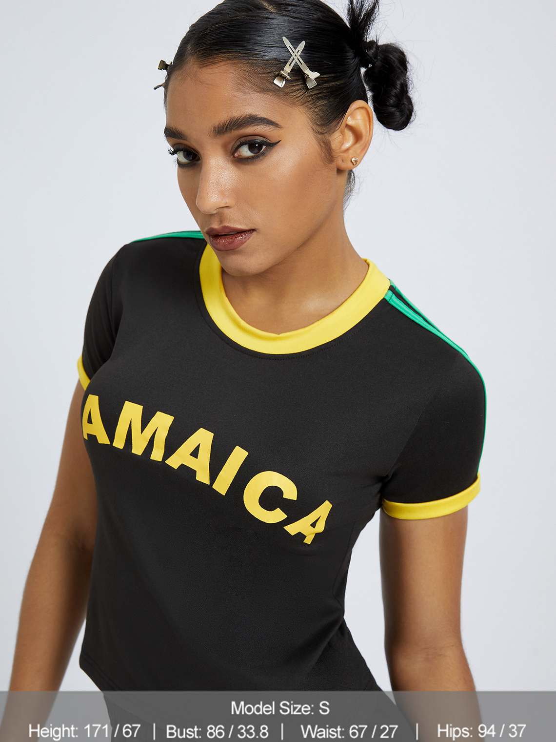 Jersey Jamaica Crew Neck Color Block Short Sleeve T-Shirt