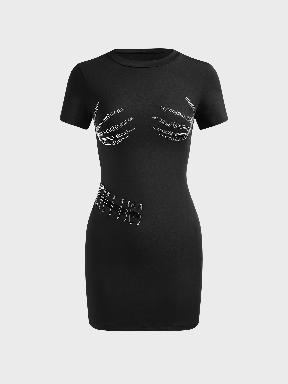 Crew Neck Skull Short Sleeve Mini Dress