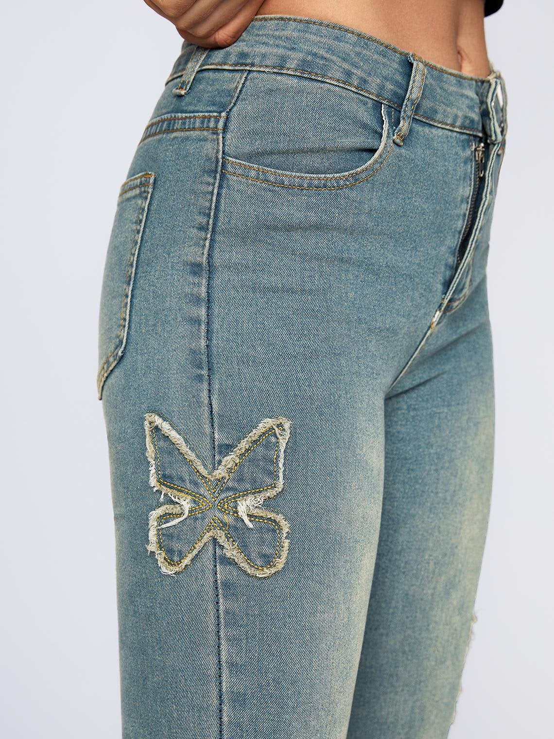 Y2K Glamorous1 Blue Denim High Waist Bottom Jeans