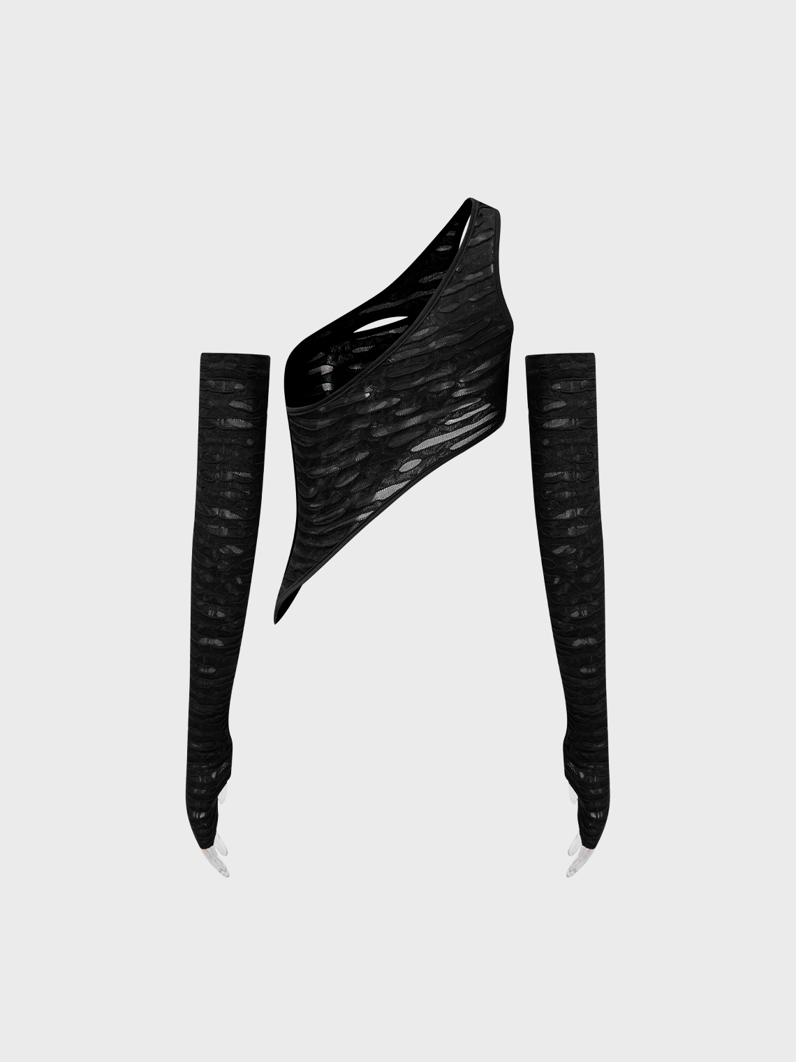 Y2K Off White Asymmetrical Design Arm Sleeves Cyberpunk Top Women Top