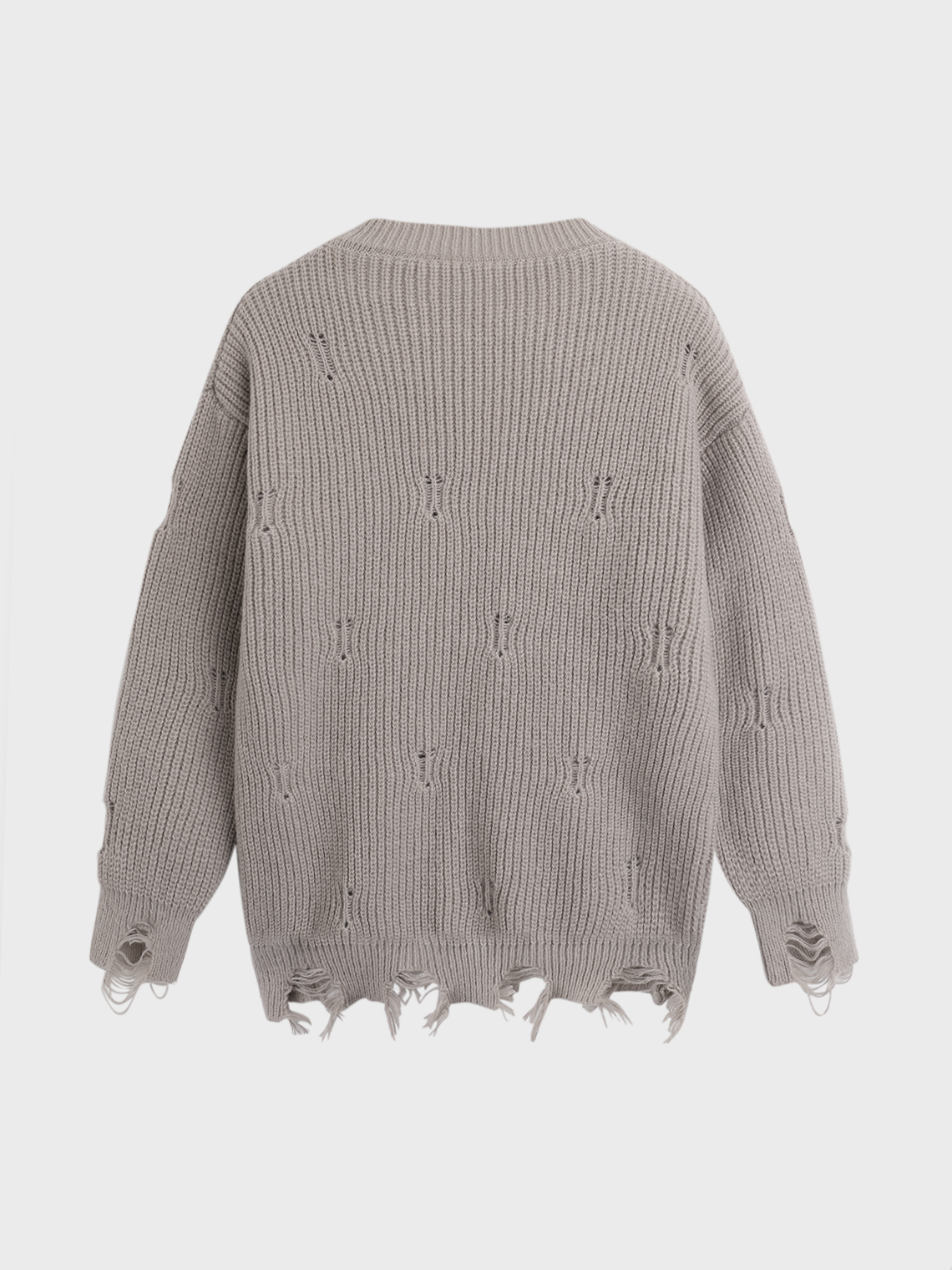 Knitted Crew Neck Plain Long Sleeve Sweater