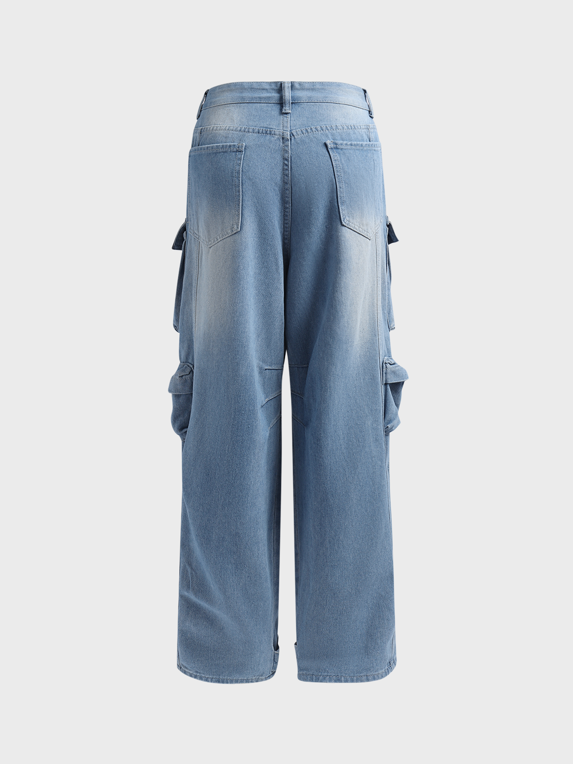 Denim Pockets Plain Cargo Pants Jeans