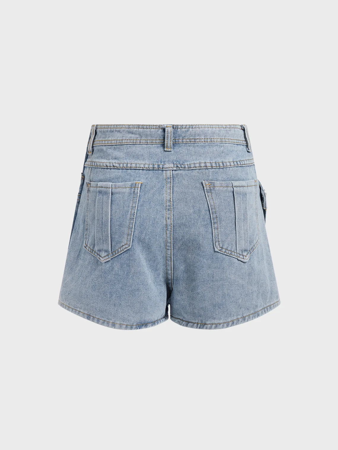 Denim Asymmetrical Plain Shorts