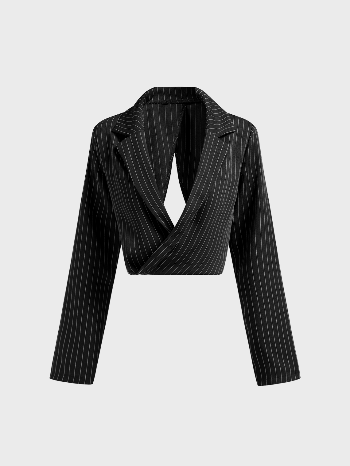 Lapel Collar Striped Long Sleeve Blazer