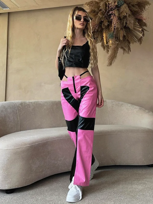 Street Pink Cut out Bottom Pants