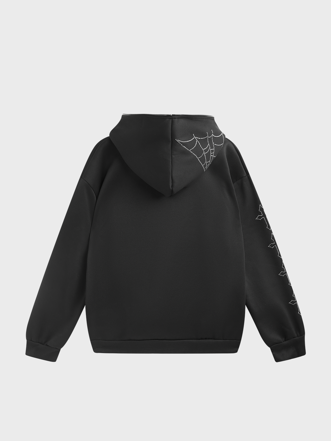 Cross Rhinestone Zipped Pockets Long Sleeve Hoodie