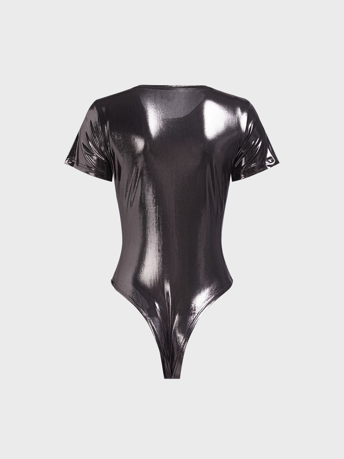 Metallic Crew Neck Human Body Short Sleeve Bodysuit