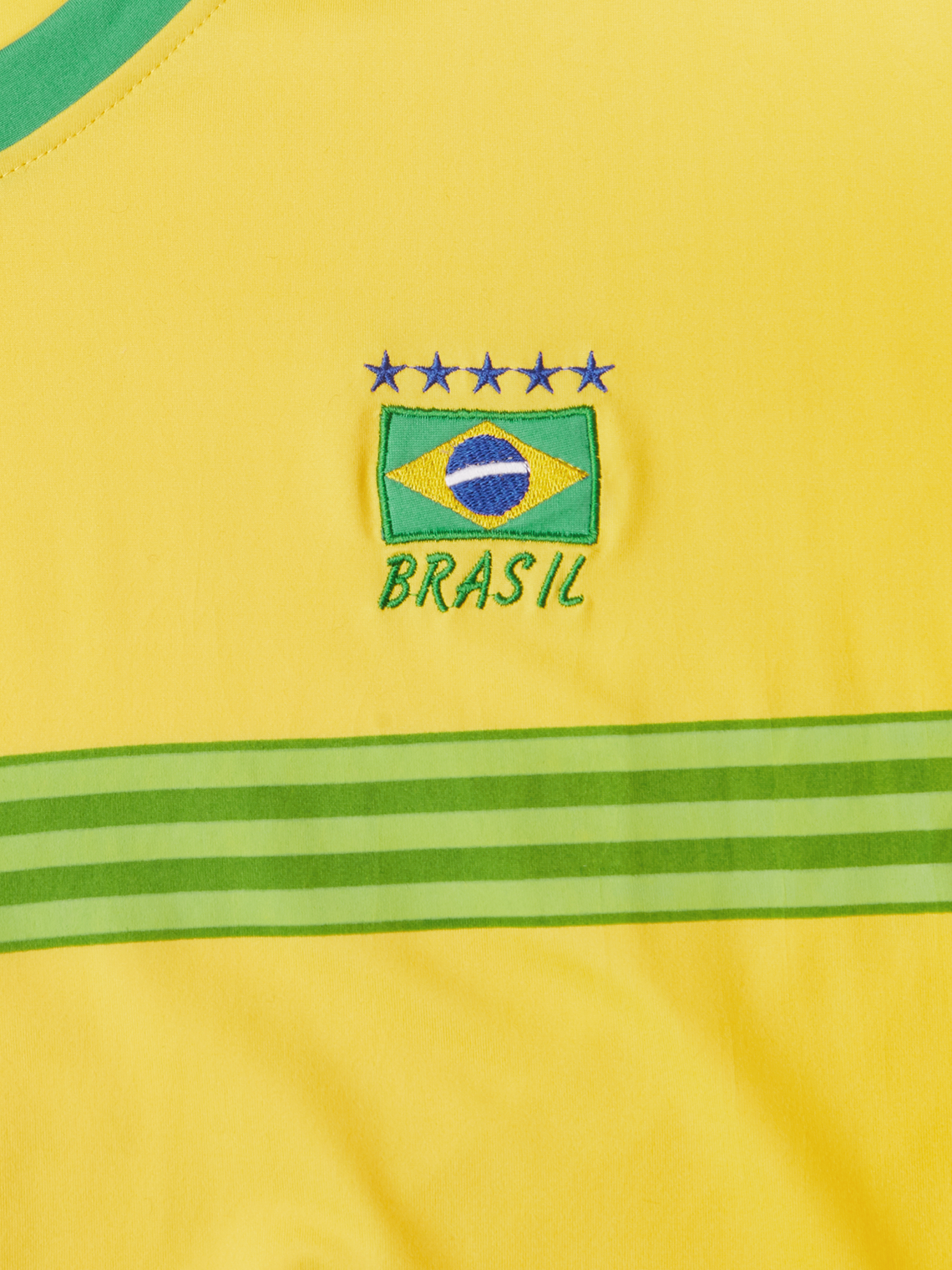 Brasil V Neck Color Block Short Sleeve T-Shirt