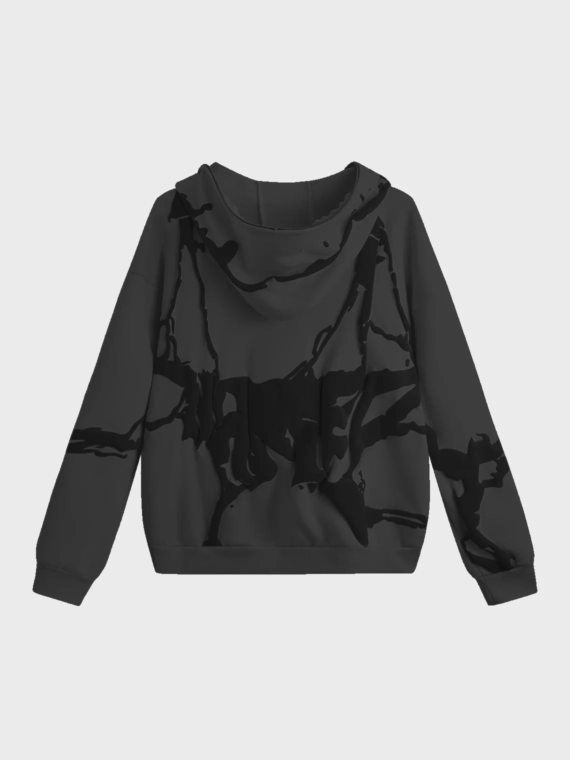 Zipper Abstract Pattern Long Sleeve Hoodie