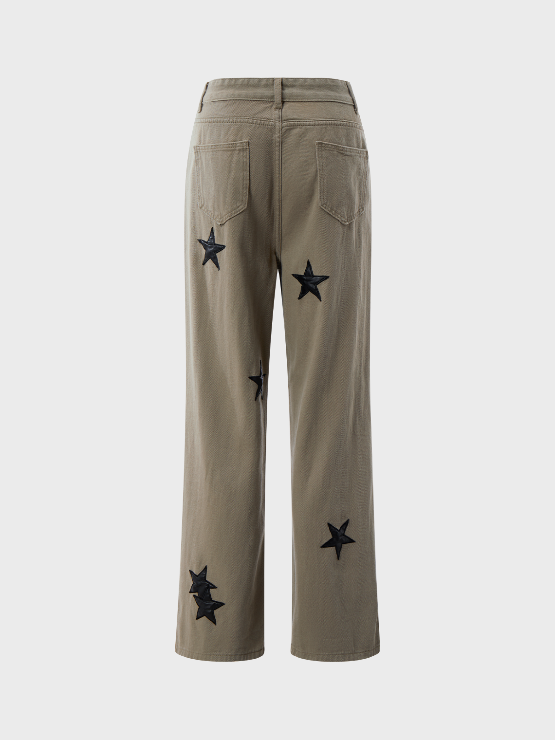 Y2K Khaki Star Denim Bottom Pants