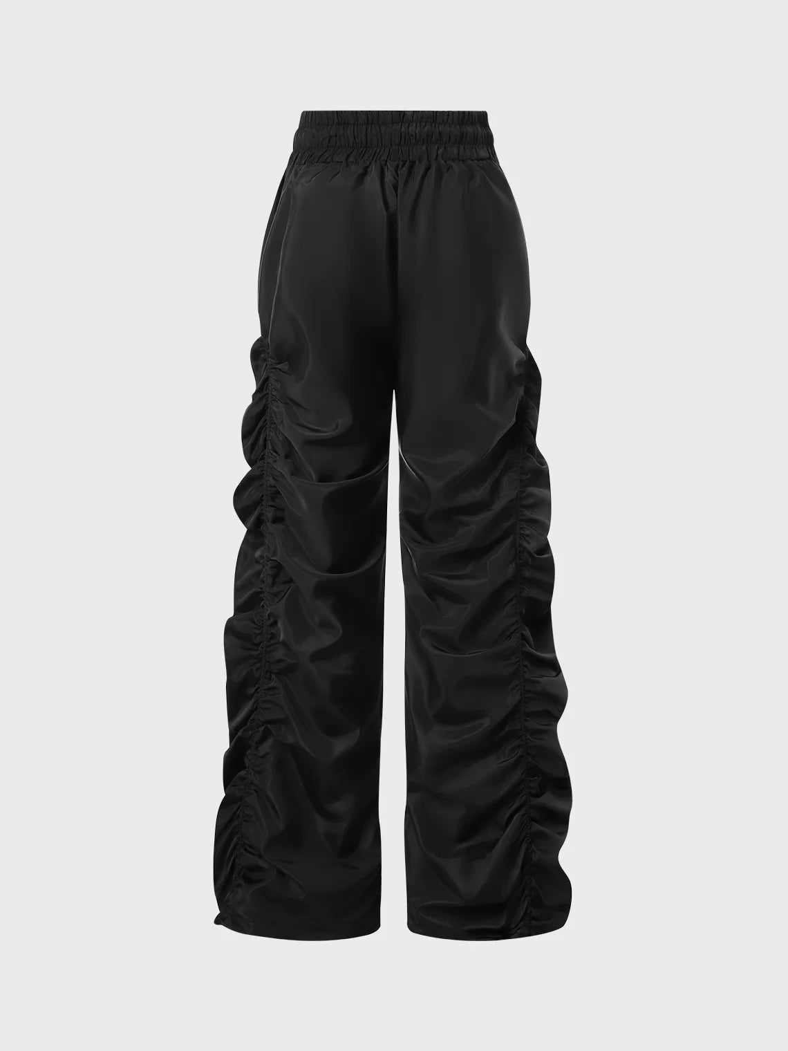 Street Black Wrinkled Bottom Pants