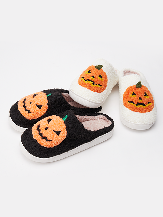 Cotton Autumn Color Block Fluffy Slippers