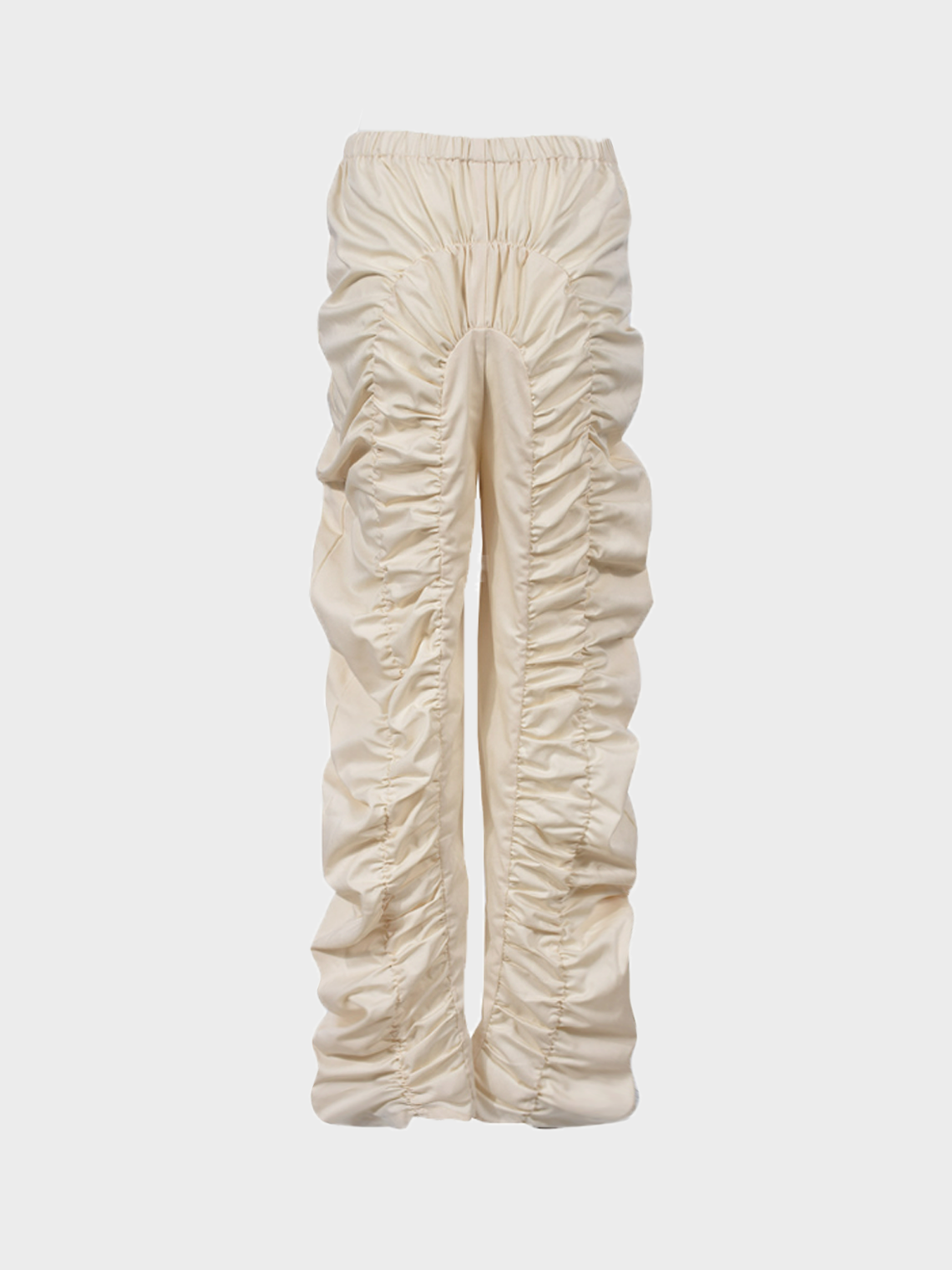 Wrinkled Plain Straight Parachute Pants