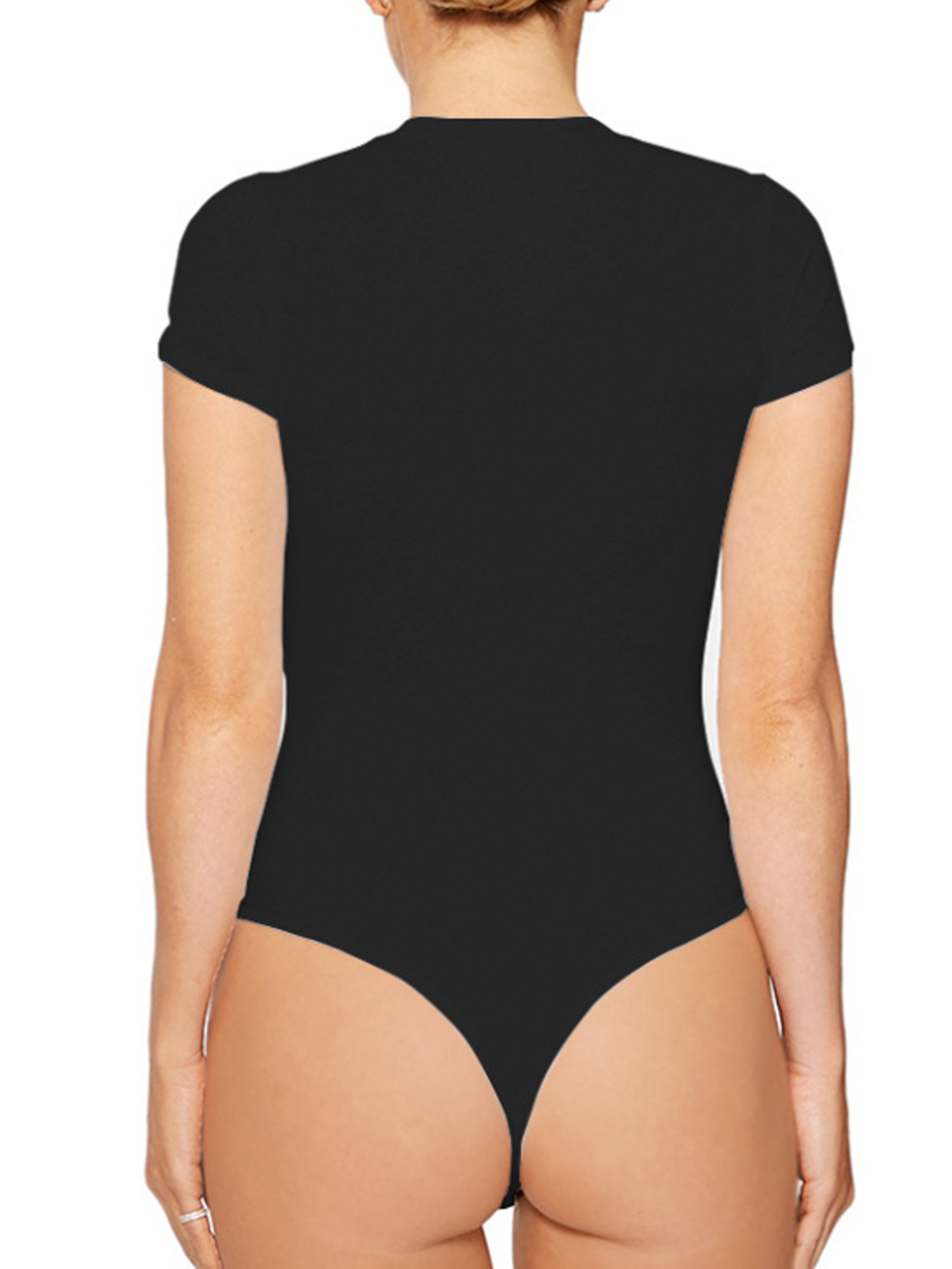 Basic Activewear Crew Neck Plain Short Sleeve Bodysuit