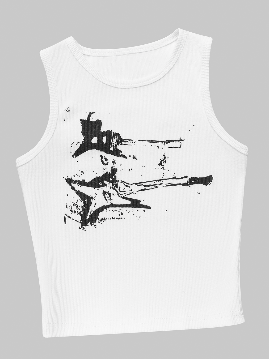 Y2K White Guitar doodle Top Tank Top & Cami