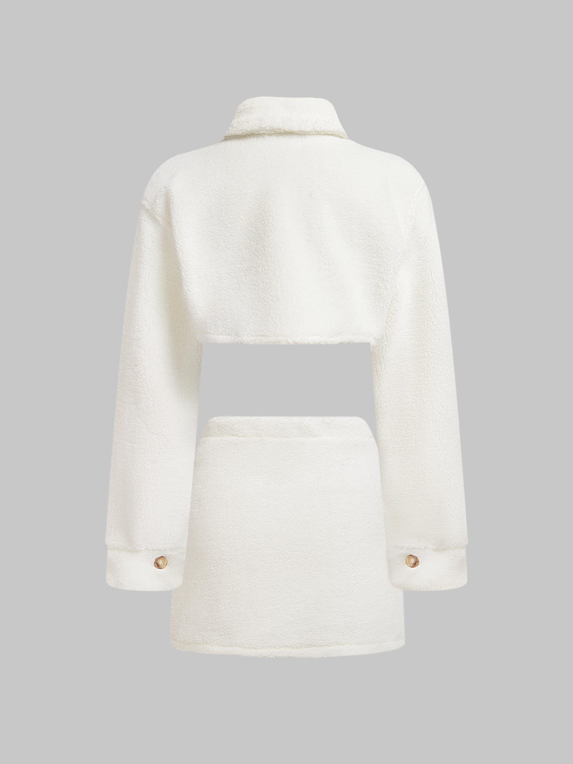 Imitation Cashmere Plain Top With Skirt Two-Piece Set