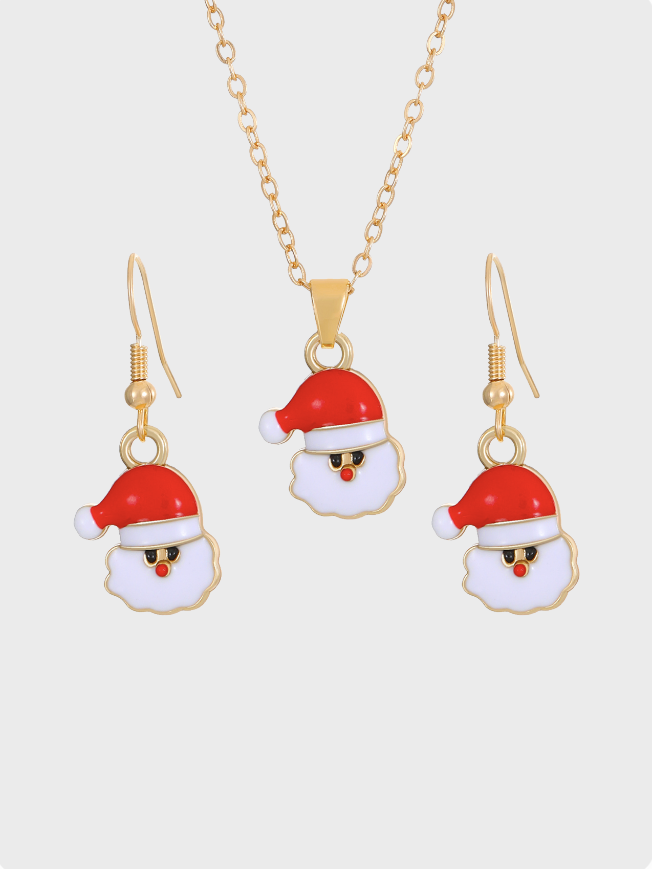 Metal Christmas Snowman Necklace with Earrings